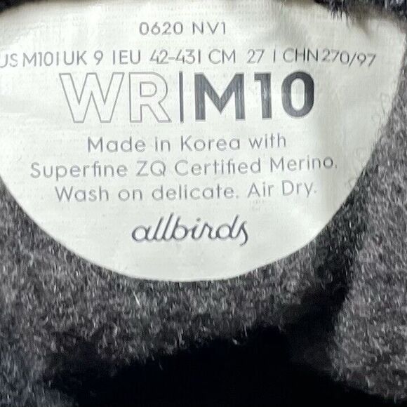 Allbirds Superfine Certified Merino Wool Runners WR Sneakers Black Mens Sz 10 - Picture 12 of 12